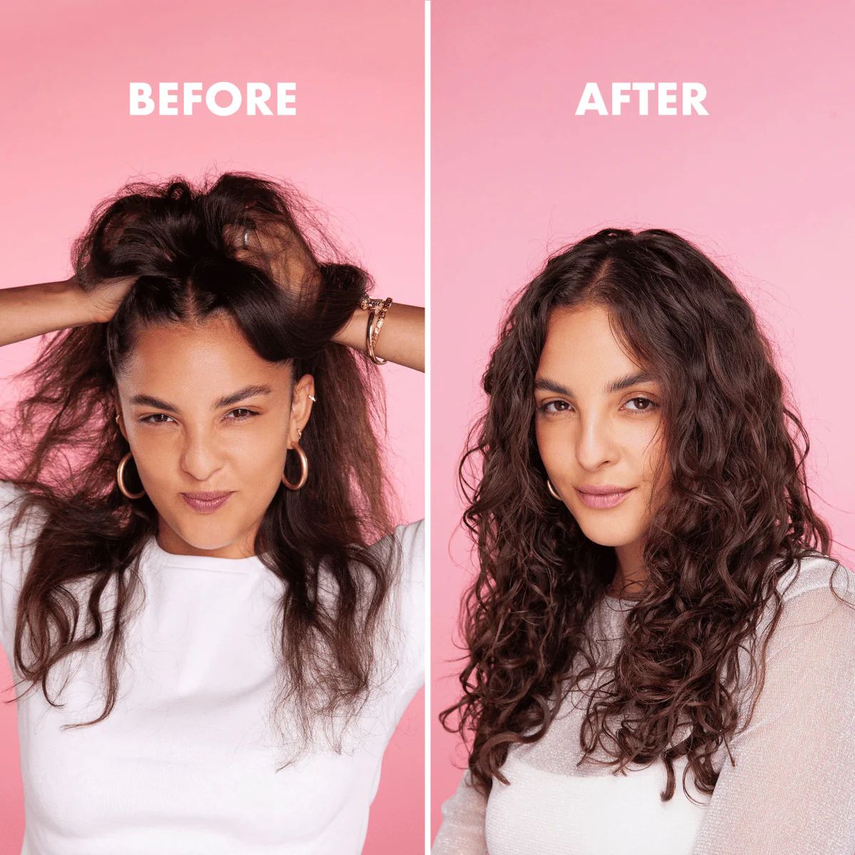 before and after images of a lady who has exfoliated her scalp 