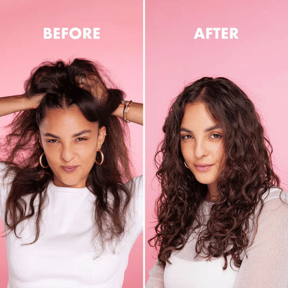 before and after images of a lady who has exfoliated her scalp 