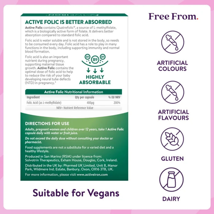 Active Folic L-Methylfolate 400mcg 60 Capsules