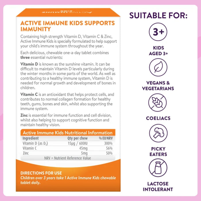 Active Iron Immune Kids 60 Orange Flavour Chews