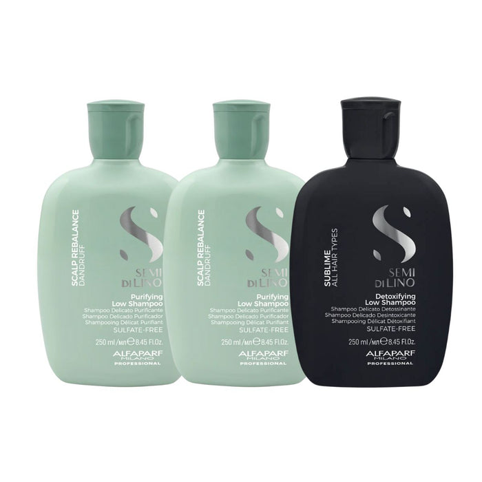 Alfaparf Rebalance Dandruff Purifying Low Shampoo Duo with Complimentary Alfaparf Detox Shampoo