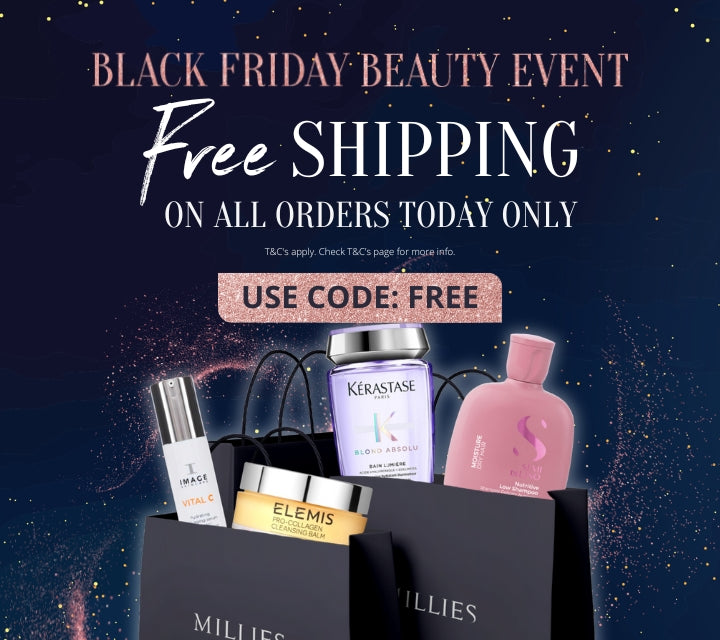🌟✨ BLACK FRIDAY ALERT! Dive into beauty bliss with #Millies today and enjoy FREE SHIPPING on all orders! 🎁🛍️ Don't forget to use code: FREE! 💝 Hurry, it's a one-day-only deal! #BeautyDeals