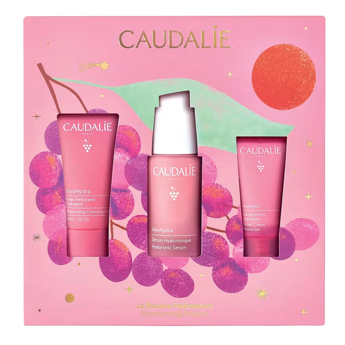 Caudalie VinoHydra The Moisturizing Routine with Hyaluronic Serum, Cleansing Gel and Sorbet Cream
