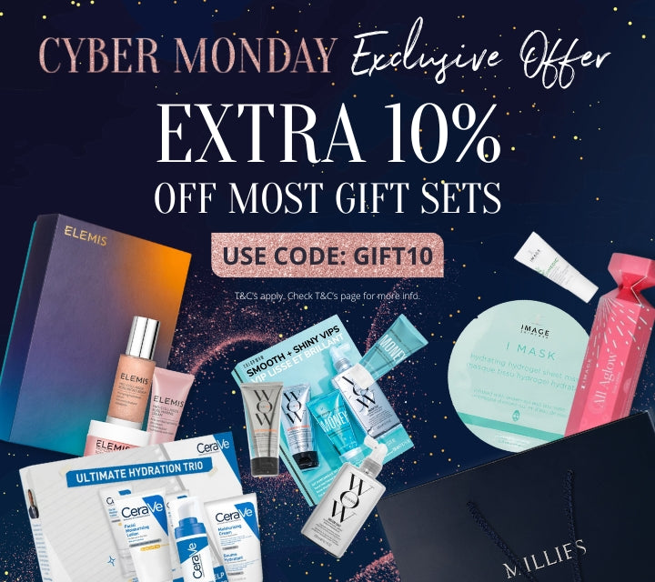 🎉 Cyber Monday alert from Millies! Get an EXTRA 10% OFF most gift sets! 🎁✨ Don't miss out on this glam-tastic deal! 💄😍 Use code: GIFT10 🛍️💃 #BeautyDeals #CyberMonday #Millies
