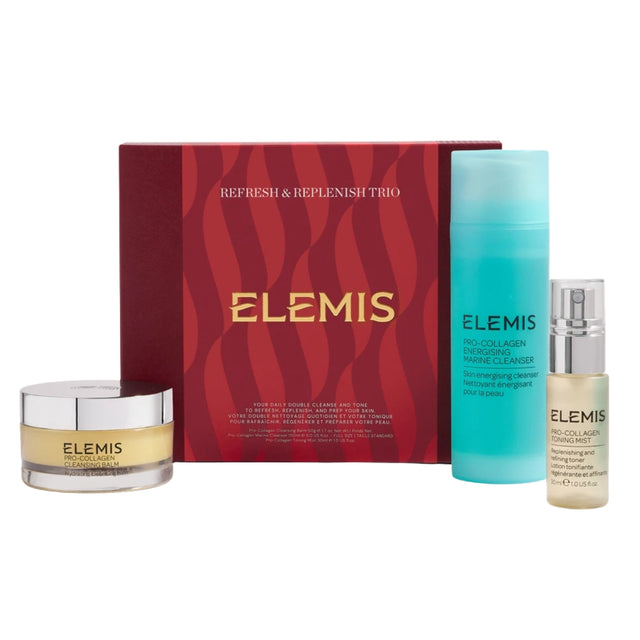 ELEMIS Refresh & Replenish Pro-Collagen Cleanse & Tone Trio with Cleansing Balm 50g, Energising Marine Cleanser 150ml and Toning Mist 30ml