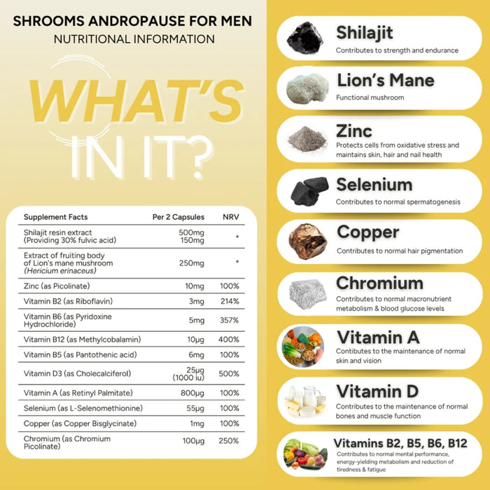 fabÜ Shrooms Andropause for Men 60 Capsules