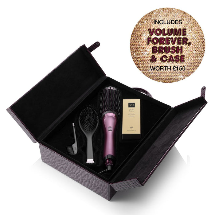 Ghd Duet Blowdry in Cherry with Volume Forever and dressing brush 