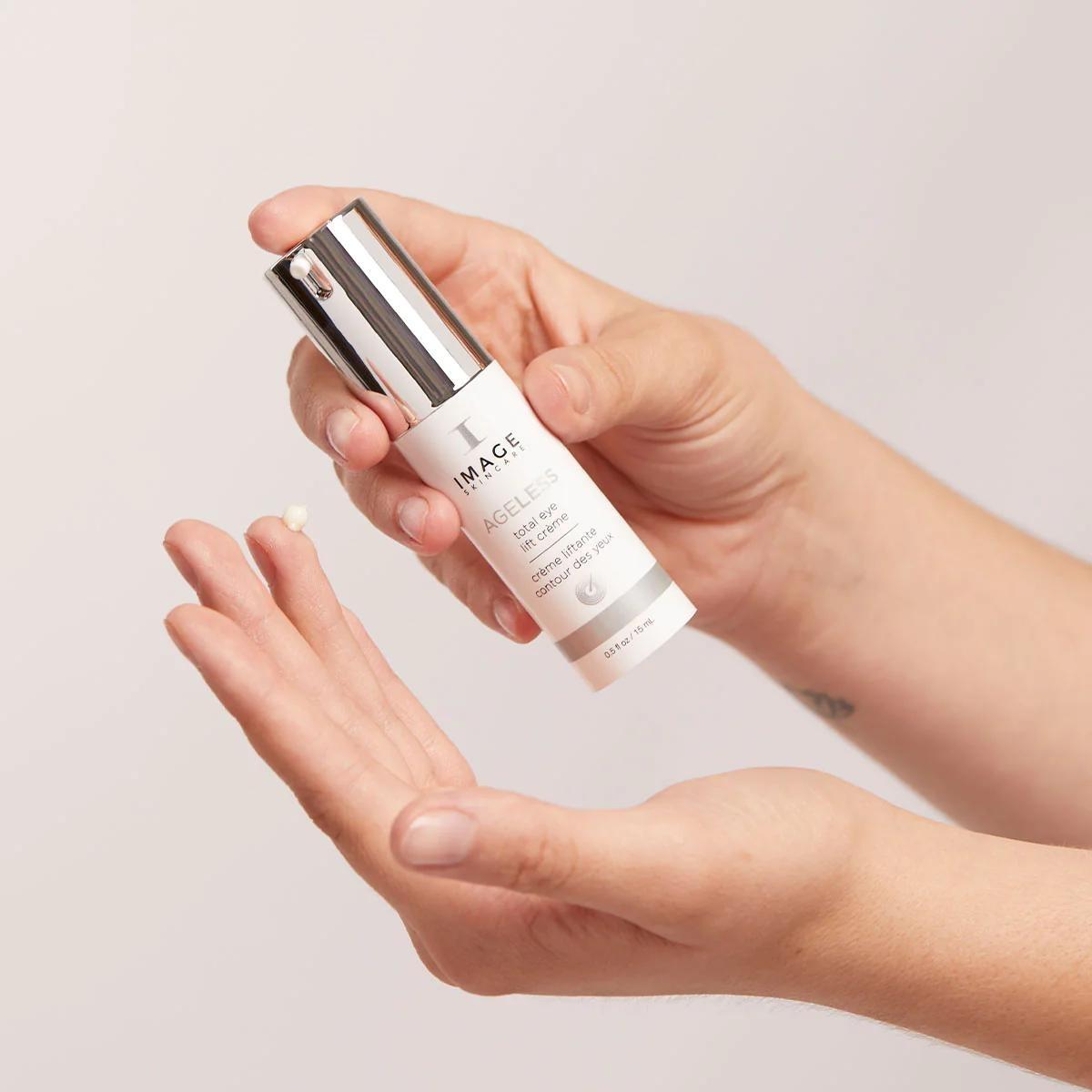 IMAGE Skincare Ageless Total Eye Lift Creme in hands 