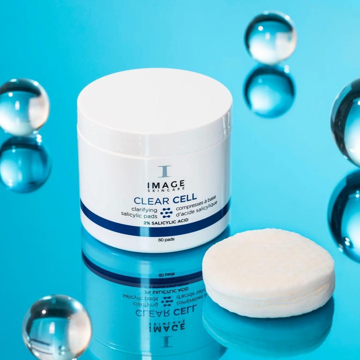 IMAGE Skincare Clear Cell Clarifying Pads with blue background 