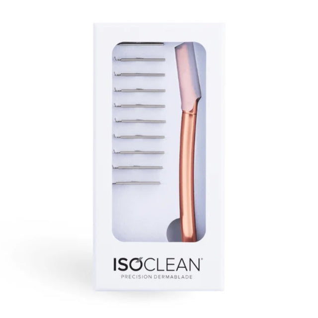 ISOCLEAN Facial Dermablade Razor with 10  Replacement Blades for Facial Hair Removal and Exfoliation