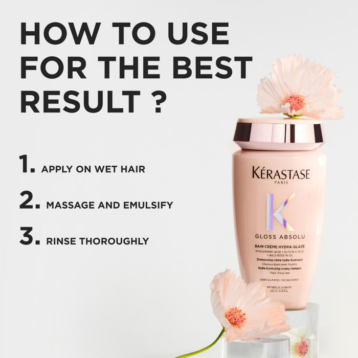 Kérastase Gloss Absolu Bain Crème Hydra-Glaze Shampoo For Thick Frizzy Hair 500ml