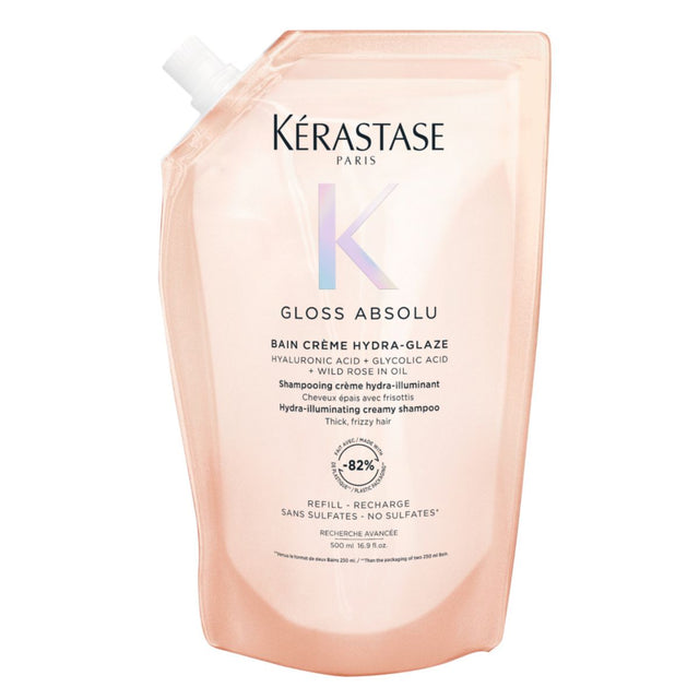 Kérastase Gloss Absolu Bain Crème Hydra-Glaze Shampoo For Thick Frizzy Hair 500ml Refill