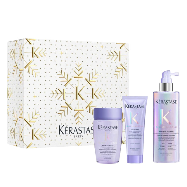 Kérastase Blond Absolu Trio Holiday Gift Set with Bain Lumière 80ml, Fondant Cicaflash 75ml and Blonde Guard 190ml