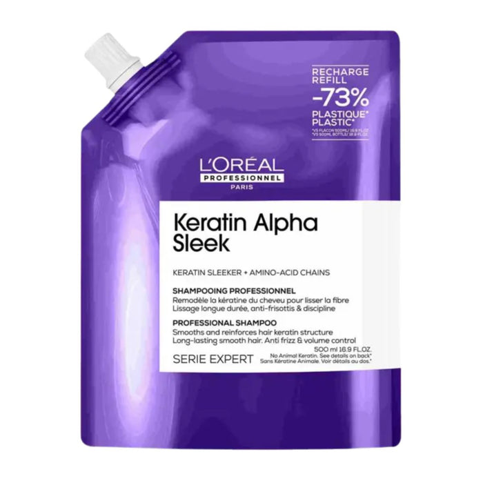 L'Oréal Professionnel Keratin Alpha Sleek Shampoo Refill Pack Anti-frizz & Smoothing 500ml