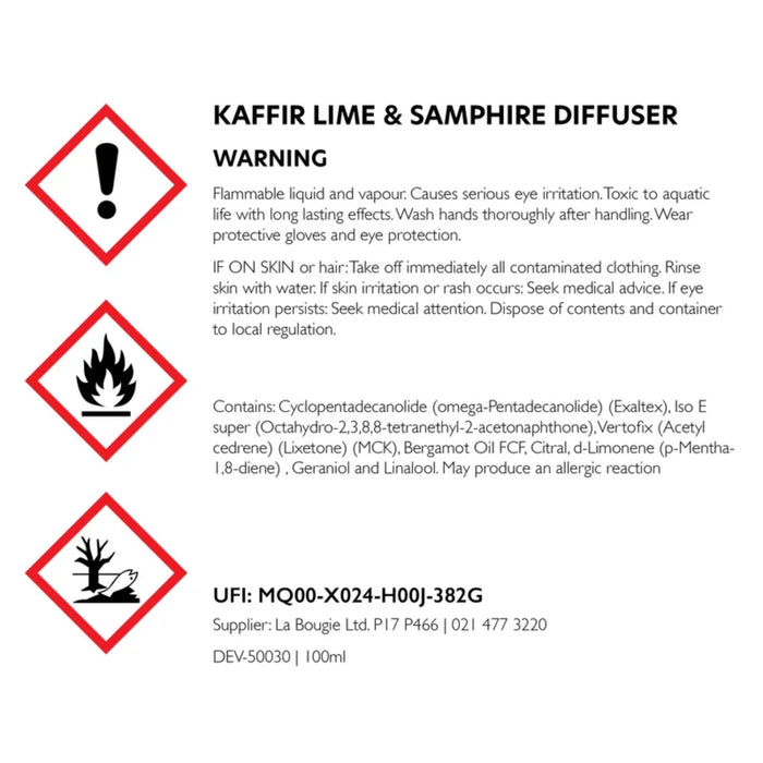 La Bougie Kaffir Lime & Samphire Diffuser