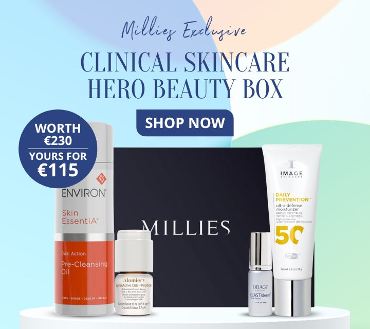 ✨ Unlock your glow with Millies' Exclusive Hero Beauty Box! Packed with all your skincare dreams, it's worth €230 but yours today for just €115! 💖 Don't miss out on this radiant deal—shop now and shine bright! ✨ #BeautySteal #MilliesMagic