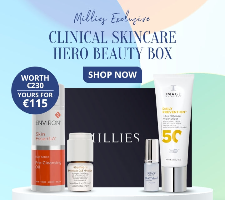 ๐ Beauty lovers, rejoice! Millies is offering the exclusive Clinical Skincare Hero Beauty Box, packed with goodies worth โฌ230, now for just โฌ115! ๐ Get your glow on and pamper yourself today! โจ #BeautyDeals #MilliesExclusive
