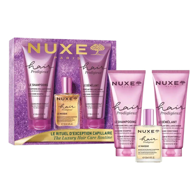 NUXE Hair Prodigieux Christmas Haircare Gift Set with Shampoo Conditioner and Pre-Shampoo Mask