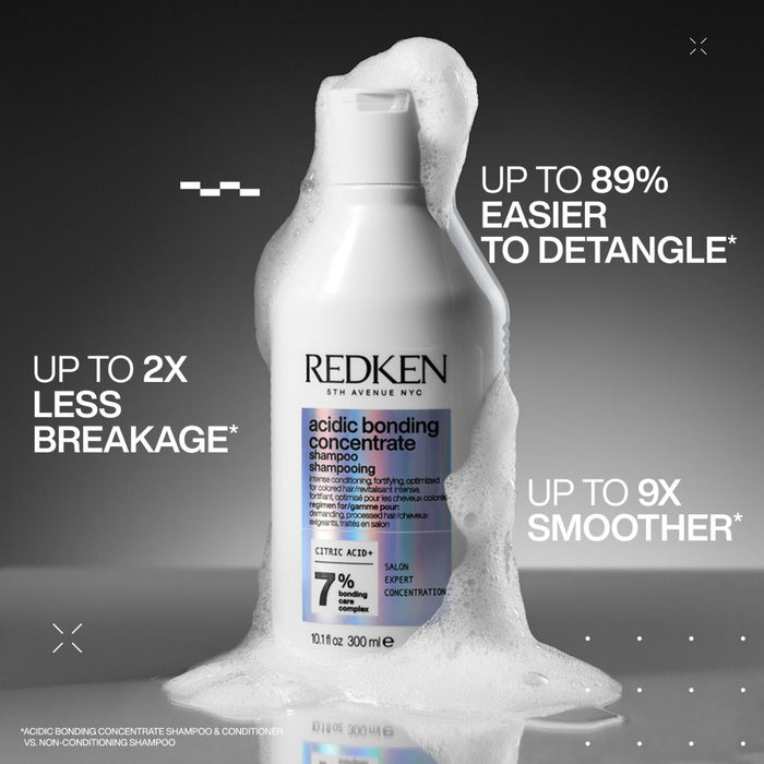 Redken Acidic Bonding Concentrate Shampoo, Bond Repair for Damaged Hair, Sulphate Free for Gentle Cleansing 300ml