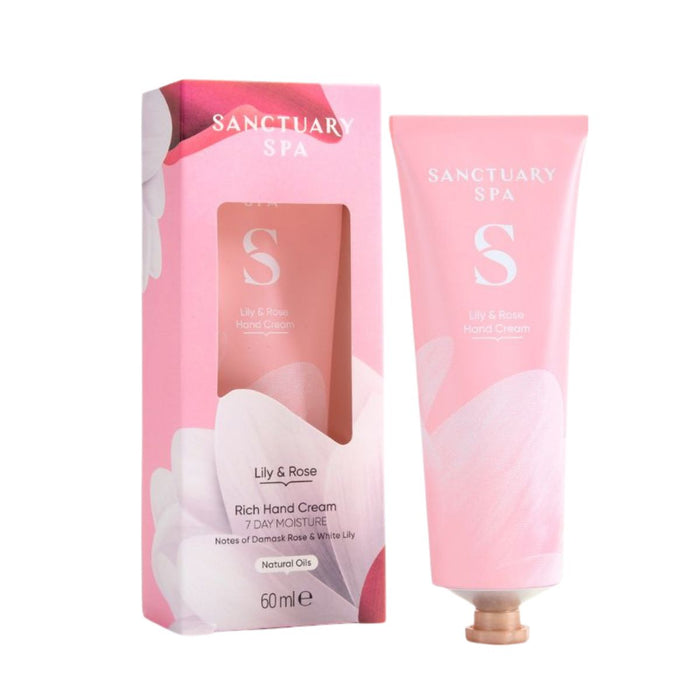 Sanctuary White Lily & Damask Rose Collection Natural Oils Hand Cream - Tube 60ml
