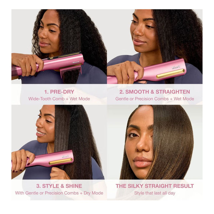 Shark SilkiPro Straight Hair Straightener + Dryer in One Tool with Heat-Resistant Storage Case-Rose Petal SAVE €50