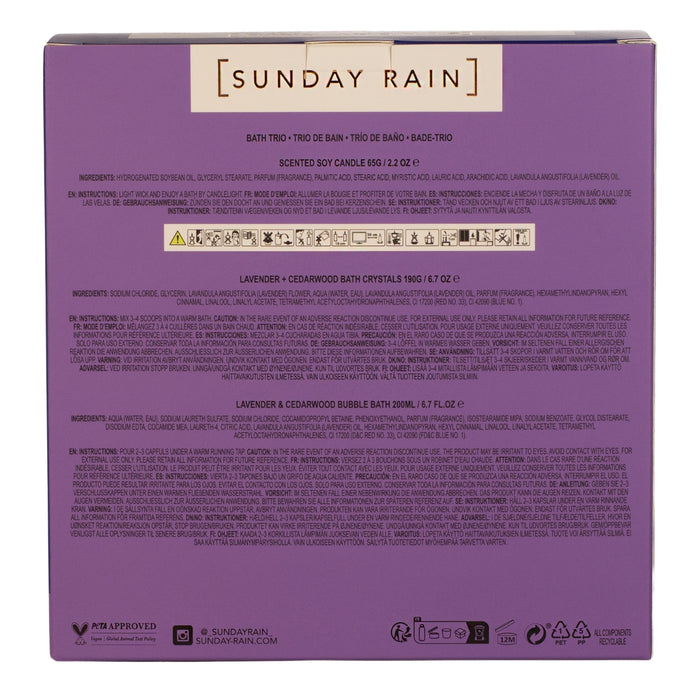 Sunday Rain Lavender & Cedarwood Bath Trio Gift Set