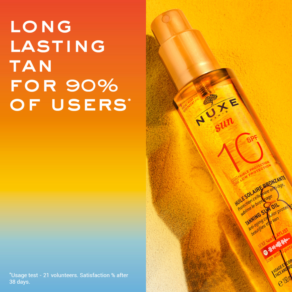 Nuxe Sun Tanning Oil Low Protection SPF 10 with facts 