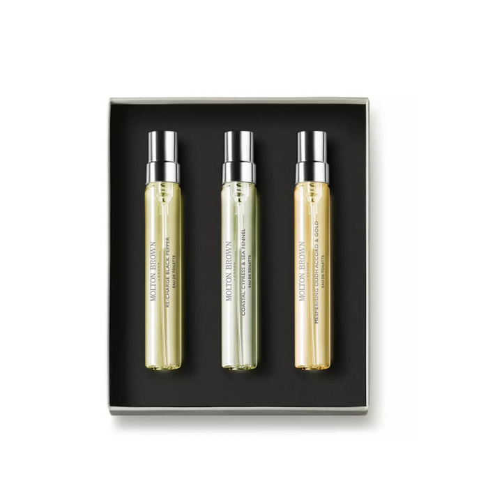 Molton Brown Woody & Aromatic Fragrance Discovery Set.