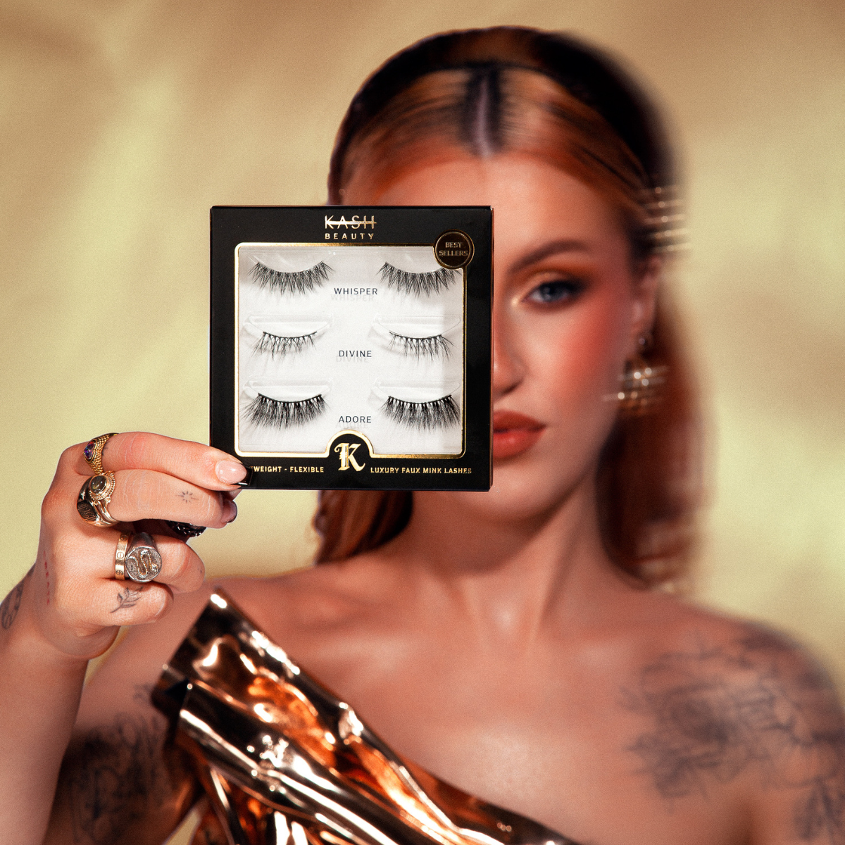 Kash Beauty Trio Lashes with model 
