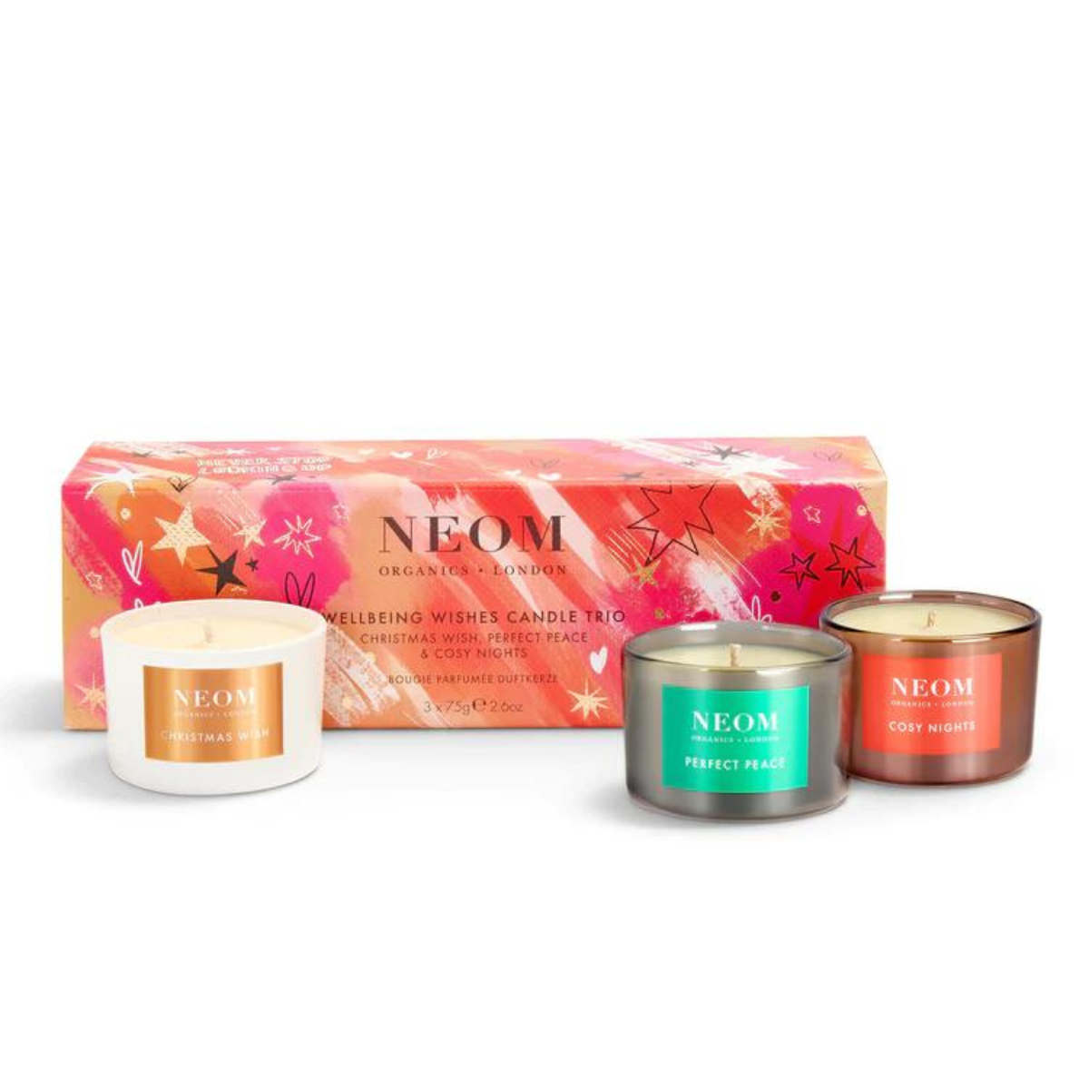 Neom Wellbeing Wishes Candle Trio.