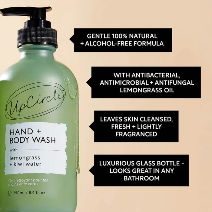 UpCircle Beauty Hand + Body Wash with Lemongrass + Kiwi Water 250ml