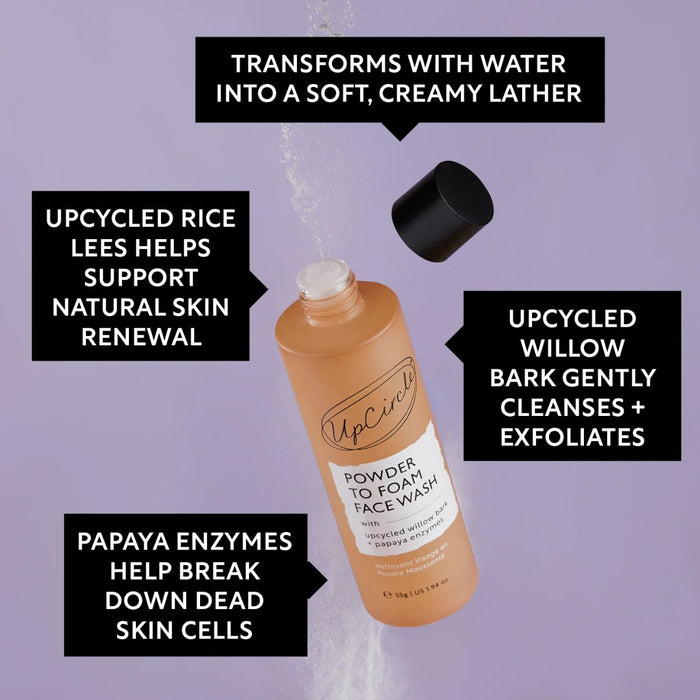 UpCircle Beauty Powder To Foam Face Wash with Upcycled Willow Bark + Papaya Enzymes