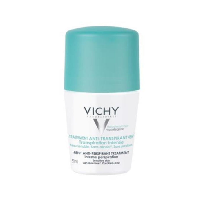 VICHY Deodorant 48H Intensive Anti-Perspirant Roll-On, Hypoallergenic, Suitable for Sensitive Skin 50ml