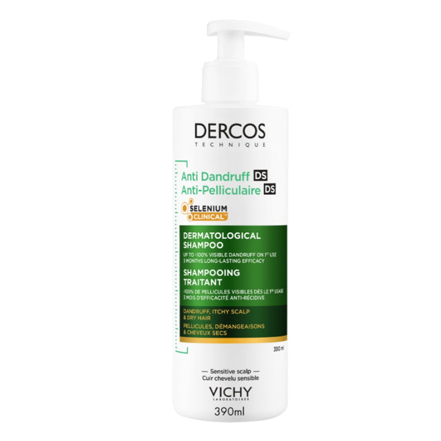 VICHY Dercos Technique Anti-Dandruff Purifying Shampoo for Sensitive, Dry Hair and Scalp 390ml