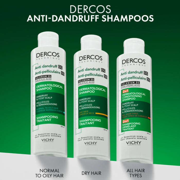VICHY Dercos Anti-Dandruff Dermatological Shampoo for Dry Hair with Salicylic Acid, 200ml