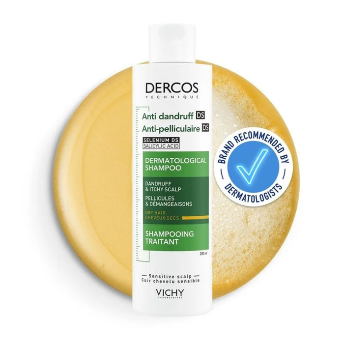 VICHY Dercos Anti-Dandruff Dermatological Shampoo for Dry Hair with Salicylic Acid, 200ml
