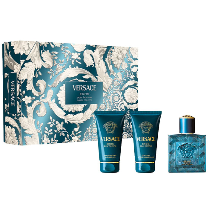 Versace Eros Eau De Toilette 50ml+ 50ml Shower Gel +50ml Aftershave Balm Set