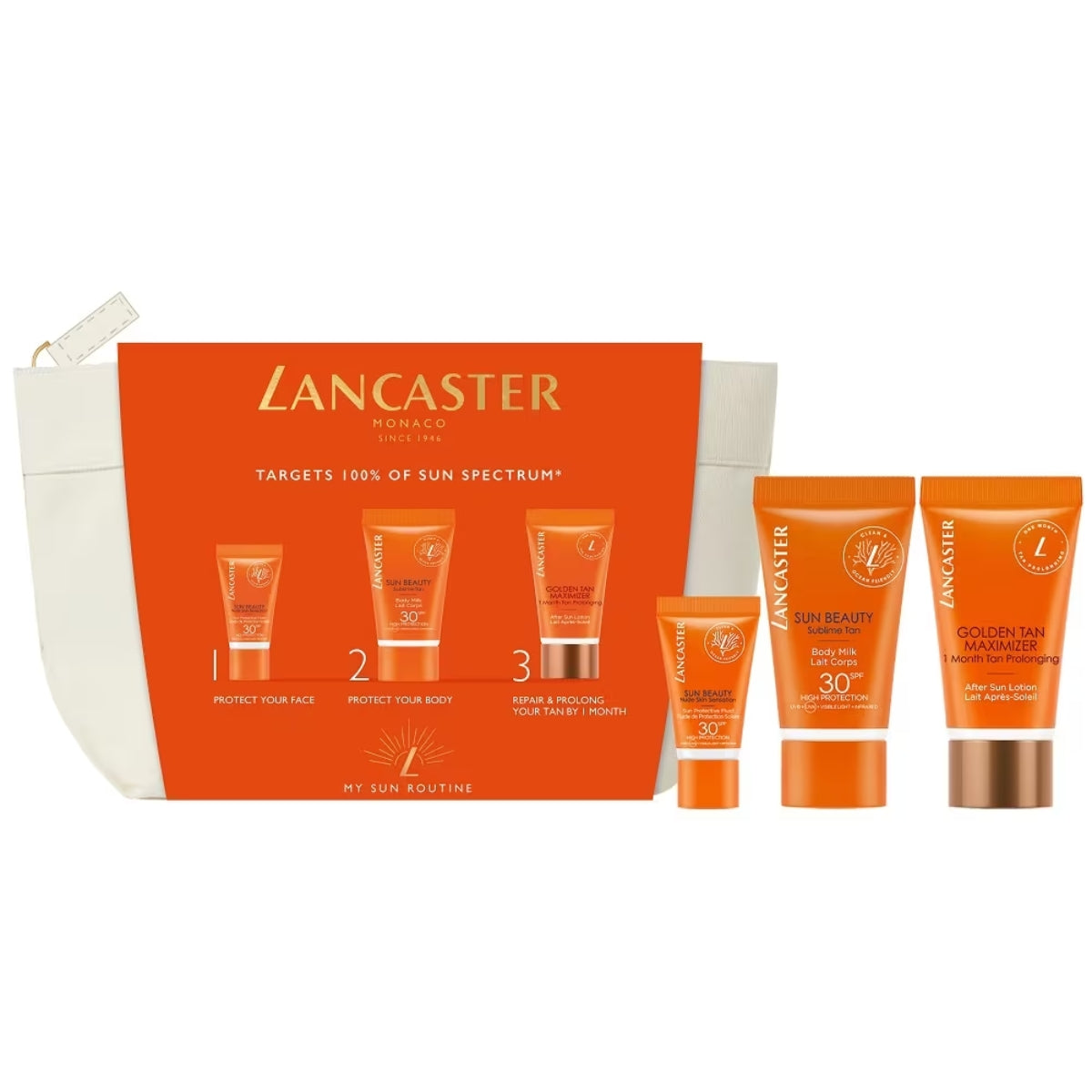 Free Lancaster My Sun Routine when you buy 2 or more products from Lancaster. One gift per person. While Stocks Last.
