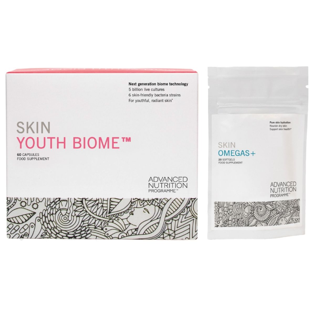 Advanced Nutrition Programme Skin Youth Biome with Complimentary Omegas 20 Capsules