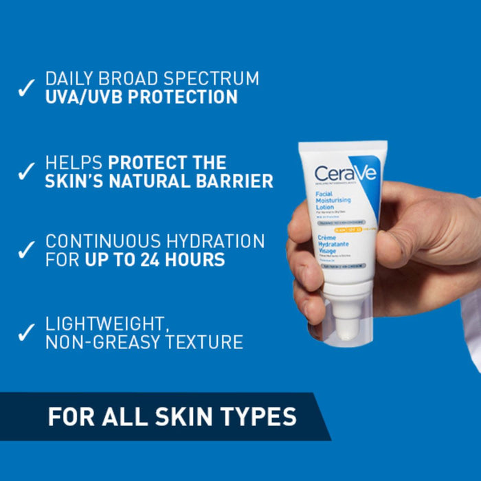 CeraVe AM Facial Moisturising Lotion SPF30 with Ceramides for Normal to Dry Skin 52ml