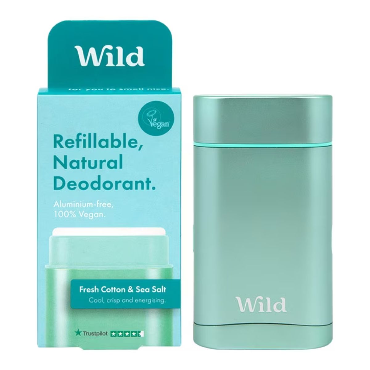 WILD Aqua Case and Fresh Cotton & Sea Salt Deodorant Starter Pack